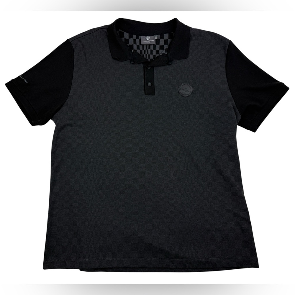 Porsche Jacquard Heritage 911 Spirit 70 Checkered Polo Shirt Large Gray Black